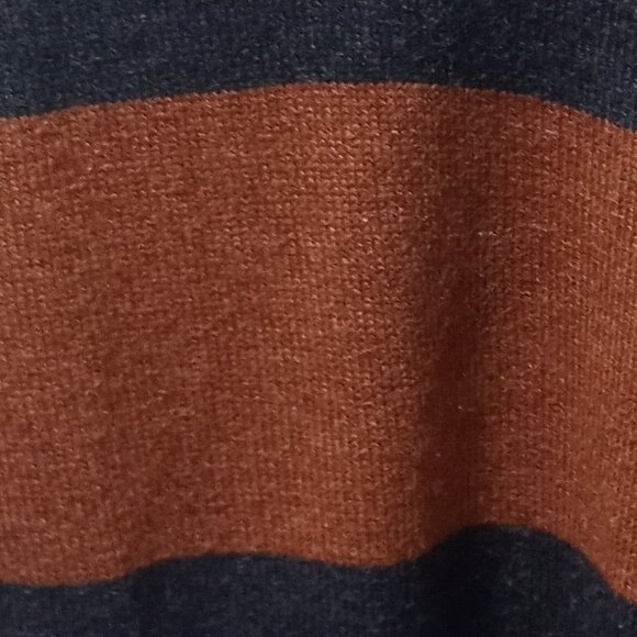 OLD NAVY BROWN AND NAVY BLUE WIDE STRIPE CREW NECK LONG SLEEVE PULLOVER MENS XL - Picture 6 of 6